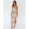 MEROKEETY Women’s 2026 Summer Spring Bodycon Midi Dress Beach Vacation Sleeveless Striped Ribbed Knit Party Sweater Dresses(Newbrown)
