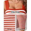 MEROKEETY Women’s 2026 Summer Spring Bodycon Midi Dress Beach Vacation Sleeveless Striped Ribbed Knit Party Sweater Dresses(Orange)