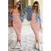 MEROKEETY Women’s 2026 Summer Spring Bodycon Midi Dress Beach Vacation Sleeveless Striped Ribbed Knit Party Sweater Dresses(Orange)
