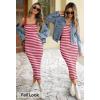 MEROKEETY Women’s 2026 Summer Spring Bodycon Midi Dress Beach Vacation Sleeveless Striped Ribbed Knit Party Sweater Dresses(Rose)