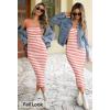 MEROKEETY Women’s 2026 Summer Spring Bodycon Midi Dress Beach Vacation Sleeveless Striped Ribbed Knit Party Sweater Dresses(Watermelon)