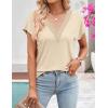 MEROKEETY Women’s Boho Cap Sleeve Lace Trim V Neck Tops 2026 Summer Casual Loose Beach Vacation Tee Shirts Blouse(Apricot)