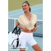 MEROKEETY Women’s Boho Cap Sleeve Lace Trim V Neck Tops 2026 Summer Casual Loose Beach Vacation Tee Shirts Blouse(Apricot)
