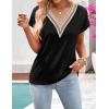 MEROKEETY Women’s Boho Cap Sleeve Lace Trim V Neck Tops 2026 Summer Casual Loose Beach Vacation Tee Shirts Blouse(Black)