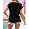 MEROKEETY Women’s Boho Cap Sleeve Lace Trim V Neck Tops 2026 Summer Casual Loose Beach Vacation Tee Shirts Blouse(Black)
