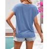MEROKEETY Women’s Boho Cap Sleeve Lace Trim V Neck Tops 2026 Summer Casual Loose Beach Vacation Tee Shirts Blouse(Blue)