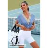 MEROKEETY Women’s Boho Cap Sleeve Lace Trim V Neck Tops 2026 Summer Casual Loose Beach Vacation Tee Shirts Blouse(Blue)