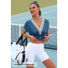 MEROKEETY Women’s Boho Cap Sleeve Lace Trim V Neck Tops 2026 Summer Casual Loose Beach Vacation Tee Shirts Blouse(Darkblue)