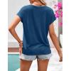 MEROKEETY Women’s Boho Cap Sleeve Lace Trim V Neck Tops 2026 Summer Casual Loose Beach Vacation Tee Shirts Blouse(Darkblue)