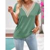 MEROKEETY Women’s Boho Cap Sleeve Lace Trim V Neck Tops 2026 Summer Casual Loose Beach Vacation Tee Shirts Blouse(Green)