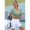 MEROKEETY Women’s Boho Cap Sleeve Lace Trim V Neck Tops 2026 Summer Casual Loose Beach Vacation Tee Shirts Blouse(Green)