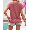 MEROKEETY Women’s Boho Cap Sleeve Lace Trim V Neck Tops 2026 Summer Casual Loose Beach Vacation Tee Shirts Blouse(Pink)