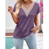 MEROKEETY Women’s Boho Cap Sleeve Lace Trim V Neck Tops 2026 Summer Casual Loose Beach Vacation Tee Shirts Blouse(Purple)