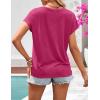 MEROKEETY Women’s Boho Cap Sleeve Lace Trim V Neck Tops 2026 Summer Casual Loose Beach Vacation Tee Shirts Blouse(Rosepink)