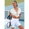 MEROKEETY Women’s Boho Cap Sleeve Lace Trim V Neck Tops 2026 Summer Casual Loose Beach Vacation Tee Shirts Blouse(White)