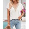 MEROKEETY Women’s Boho Cap Sleeve Lace Trim V Neck Tops 2026 Summer Casual Loose Beach Vacation Tee Shirts Blouse(White)
