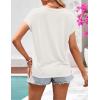 MEROKEETY Women’s Boho Cap Sleeve Lace Trim V Neck Tops 2026 Summer Casual Loose Beach Vacation Tee Shirts Blouse(White)