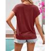 MEROKEETY Women’s Boho Cap Sleeve Lace Trim V Neck Tops 2026 Summer Casual Loose Beach Vacation Tee Shirts Blouse(Wine)