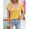 MEROKEETY Women’s Boho Cap Sleeve Lace Trim V Neck Tops 2026 Summer Casual Loose Beach Vacation Tee Shirts Blouse(Yellow)