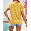 MEROKEETY Women’s Boho Cap Sleeve Lace Trim V Neck Tops 2026 Summer Casual Loose Beach Vacation Tee Shirts Blouse(Yellow)