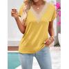 MEROKEETY Women’s Boho Cap Sleeve Lace Trim V Neck Tops 2026 Summer Casual Loose Beach Vacation Tee Shirts Blouse(Yellow)