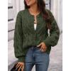 MEROKEETY Women’s Cable Knit Chunky Cardigan Sweaters 2025 Fall Winter Trendy Button Up Long Sleeve Coat(Army Green)