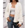 MEROKEETY Women’s Cable Knit Chunky Cardigan Sweaters 2025 Fall Winter Trendy Button Up Long Sleeve Coat(Beige)