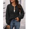 MEROKEETY Women’s Cable Knit Chunky Cardigan Sweaters 2025 Fall Winter Trendy Button Up Long Sleeve Coat(Black)
