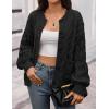 MEROKEETY Women’s Cable Knit Chunky Cardigan Sweaters 2025 Fall Winter Trendy Button Up Long Sleeve Coat(Black)
