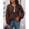 MEROKEETY Women’s Cable Knit Chunky Cardigan Sweaters 2025 Fall Winter Trendy Button Up Long Sleeve Coat(Coffee)