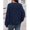MEROKEETY Women’s Cable Knit Chunky Cardigan Sweaters 2025 Fall Winter Trendy Button Up Long Sleeve Coat(Navy)
