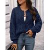 MEROKEETY Women’s Cable Knit Chunky Cardigan Sweaters 2025 Fall Winter Trendy Button Up Long Sleeve Coat(Navy)