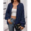 MEROKEETY Women’s Cable Knit Chunky Cardigan Sweaters 2025 Fall Winter Trendy Button Up Long Sleeve Coat(Navy)