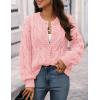 MEROKEETY Women’s Cable Knit Chunky Cardigan Sweaters 2025 Fall Winter Trendy Button Up Long Sleeve Coat(Pink)