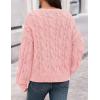 MEROKEETY Women’s Cable Knit Chunky Cardigan Sweaters 2025 Fall Winter Trendy Button Up Long Sleeve Coat(Pink)