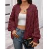 MEROKEETY Women’s Cable Knit Chunky Cardigan Sweaters 2025 Fall Winter Trendy Button Up Long Sleeve Coat(Wine)