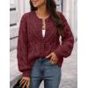 MEROKEETY Women’s Cable Knit Chunky Cardigan Sweaters 2025 Fall Winter Trendy Button Up Long Sleeve Coat(Wine)