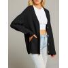 MEROKEETY Women’s Cardigan Sweaters 2026 Fall Open Front Oversized Button V Neck Loose Soft Knit Outwear(Black)
