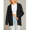 MEROKEETY Women’s Cardigan Sweaters 2026 Fall Open Front Oversized Button V Neck Loose Soft Knit Outwear(Black)