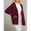 MEROKEETY Women’s Cardigan Sweaters 2026 Fall Open Front Oversized Button V Neck Loose Soft Knit Outwear(Burgundy)