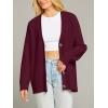 MEROKEETY Women’s Cardigan Sweaters 2026 Fall Open Front Oversized Button V Neck Loose Soft Knit Outwear(Burgundy)