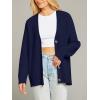 MEROKEETY Women’s Cardigan Sweaters 2026 Fall Open Front Oversized Button V Neck Loose Soft Knit Outwear(Navy)