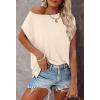 MEROKEETY Women’s Casual Cap Sleeve T Shirts Basic Summer Tops Loose Solid Color Blouse(Apricot)