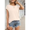 MEROKEETY Women’s Casual Cap Sleeve T Shirts Basic Summer Tops Loose Solid Color Blouse(Apricot)