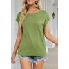 MEROKEETY Women’s Casual Cap Sleeve T Shirts Basic Summer Tops Loose Solid Color Blouse(Avocadogreen)
