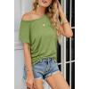 MEROKEETY Women’s Casual Cap Sleeve T Shirts Basic Summer Tops Loose Solid Color Blouse(Avocadogreen)