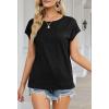 MEROKEETY Women’s Casual Cap Sleeve T Shirts Basic Summer Tops Loose Solid Color Blouse(Black)