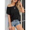 MEROKEETY Women’s Casual Cap Sleeve T Shirts Basic Summer Tops Loose Solid Color Blouse(Black)