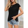 MEROKEETY Women’s Casual Cap Sleeve T Shirts Basic Summer Tops Loose Solid Color Blouse(Black)