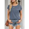 MEROKEETY Women’s Casual Cap Sleeve T Shirts Basic Summer Tops Loose Solid Color Blouse(Blue)